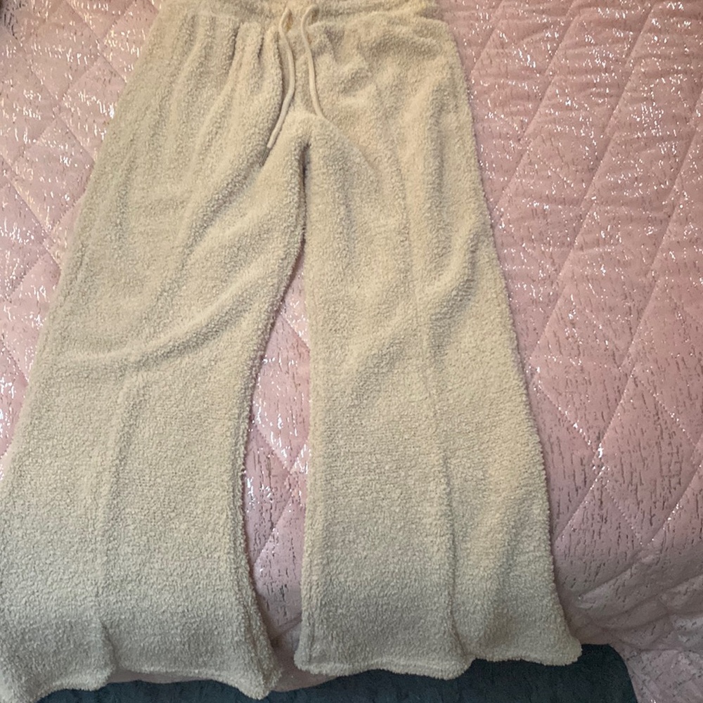 White fuzzy lounge pants